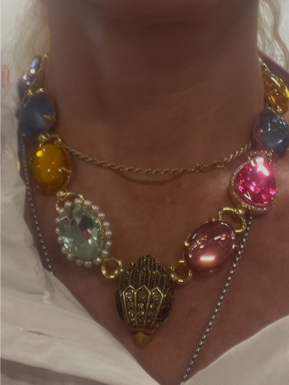 Kurt Geiger RARE Huge Multicolor Gemstone Statement Necklace NWT $298